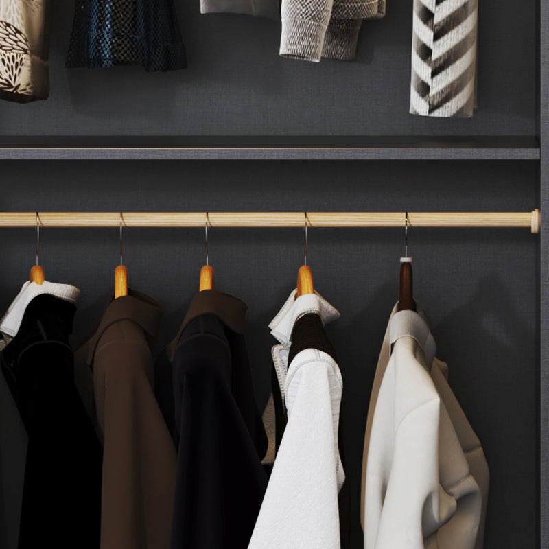 Grey Engineered Holzgarderobe Kabinett zeitgenössischer Kleiderschrankschrank