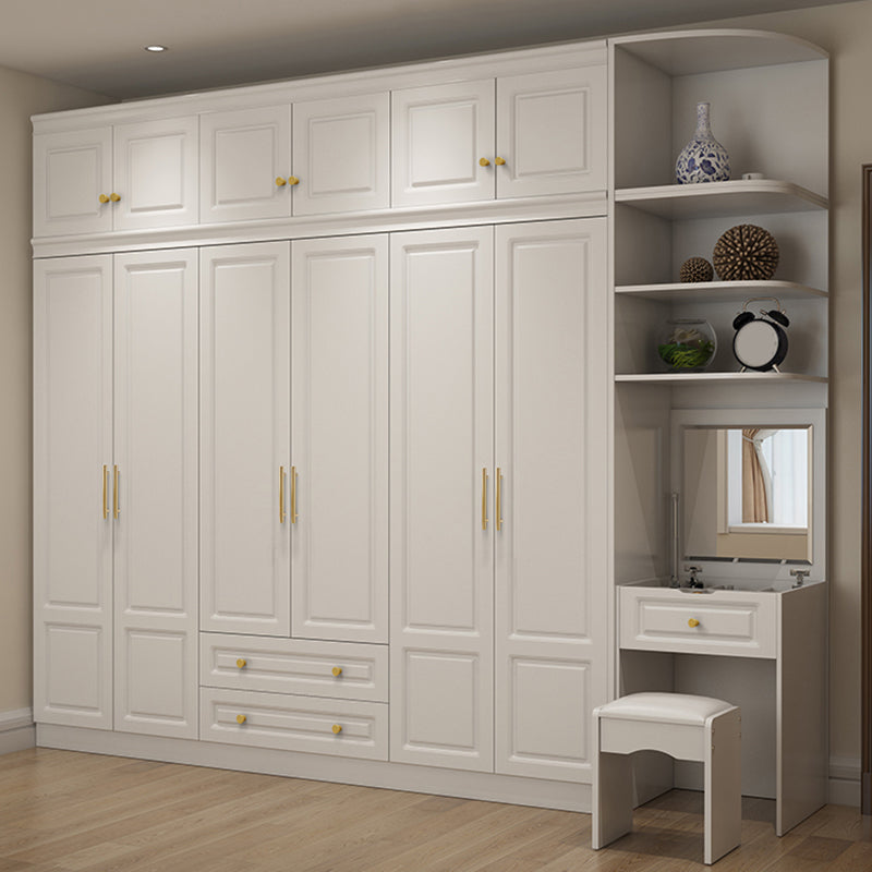 Hinged White Wardrobe Armoire Engineered Wood Wardrobe Closet Clearhalo 'Armoires & Wardrobes' 'armoires_wardrobes' 'Bedroom Furniture' 'furn' 'furn_armoires_wardrobes' 'Furniture' 5570127