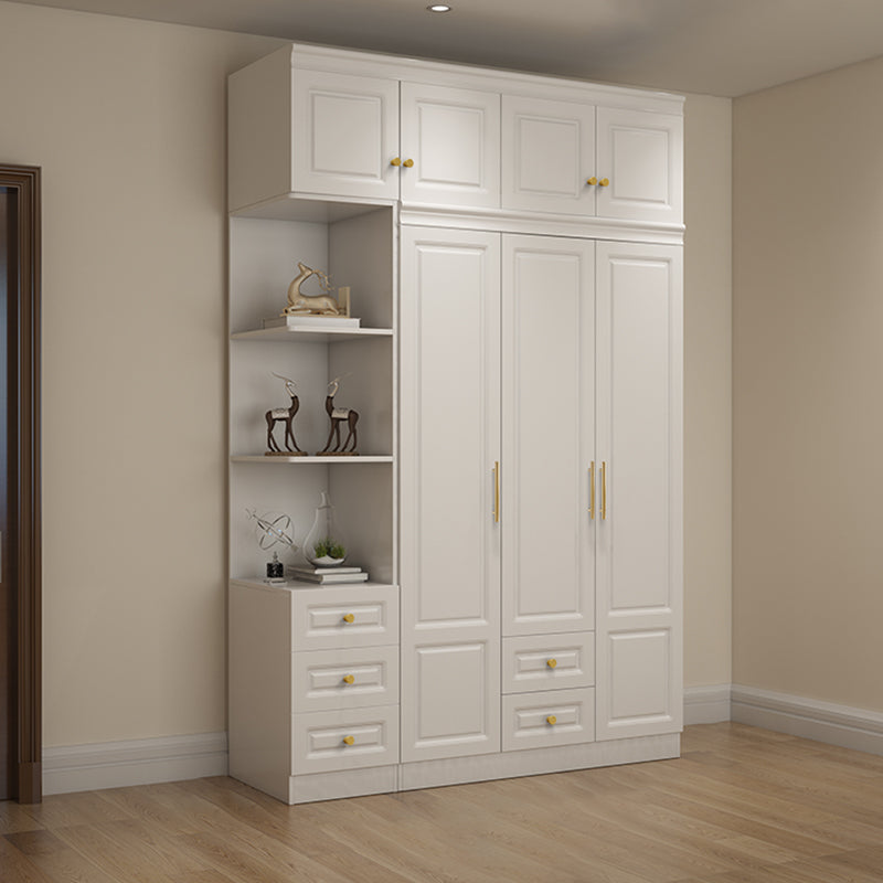 Hinged White Wardrobe Armoire Engineered Wood Wardrobe Closet Clearhalo 'Armoires & Wardrobes' 'armoires_wardrobes' 'Bedroom Furniture' 'furn' 'furn_armoires_wardrobes' 'Furniture' 5570129