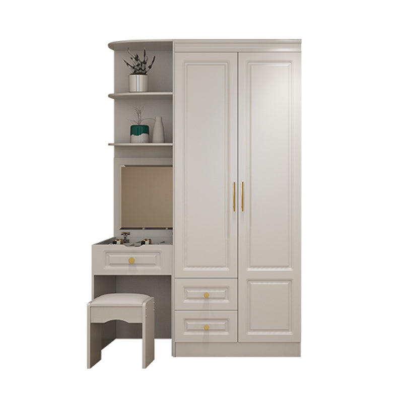 Hinged White Wardrobe Armoire Engineered Wood Wardrobe Closet 31"L x 20"W x 77"H Armoires & Makeup Vanities Clearhalo 'Armoires & Wardrobes' 'armoires_wardrobes' 'Bedroom Furniture' 'furn' 'furn_armoires_wardrobes' 'Furniture' 5570132