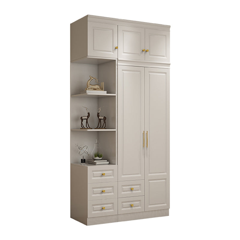 Hinged White Wardrobe Armoire Engineered Wood Wardrobe Closet 31"L x 20"W x 77"H Armoires& Sideboard& Top Cabinet Clearhalo 'Armoires & Wardrobes' 'armoires_wardrobes' 'Bedroom Furniture' 'furn' 'furn_armoires_wardrobes' 'Furniture' 5570134