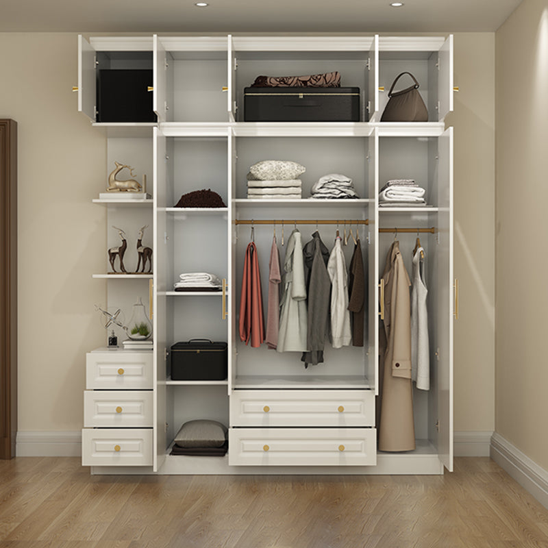 Hinged White Wardrobe Armoire Engineered Wood Wardrobe Closet Clearhalo 'Armoires & Wardrobes' 'armoires_wardrobes' 'Bedroom Furniture' 'furn' 'furn_armoires_wardrobes' 'Furniture' 5570139