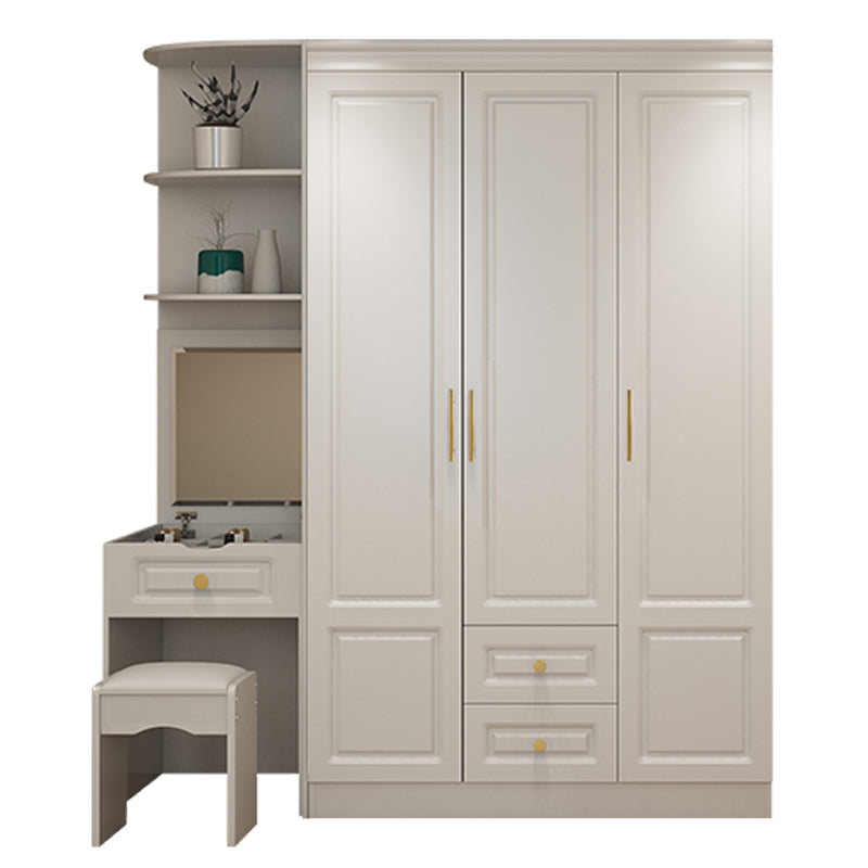 Hinged White Wardrobe Armoire Engineered Wood Wardrobe Closet 47"L x 20"W x 77"H Armoires & Makeup Vanities Clearhalo 'Armoires & Wardrobes' 'armoires_wardrobes' 'Bedroom Furniture' 'furn' 'furn_armoires_wardrobes' 'Furniture' 5570142
