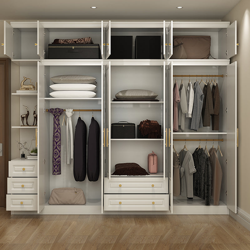 Hinged White Wardrobe Armoire Engineered Wood Wardrobe Closet Clearhalo 'Armoires & Wardrobes' 'armoires_wardrobes' 'Bedroom Furniture' 'furn' 'furn_armoires_wardrobes' 'Furniture' 5570143