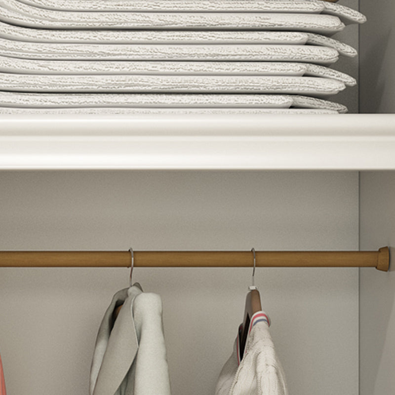 Hinged White Wardrobe Armoire Engineered Wood Wardrobe Closet Clearhalo 'Armoires & Wardrobes' 'armoires_wardrobes' 'Bedroom Furniture' 'furn' 'furn_armoires_wardrobes' 'Furniture' 5570146