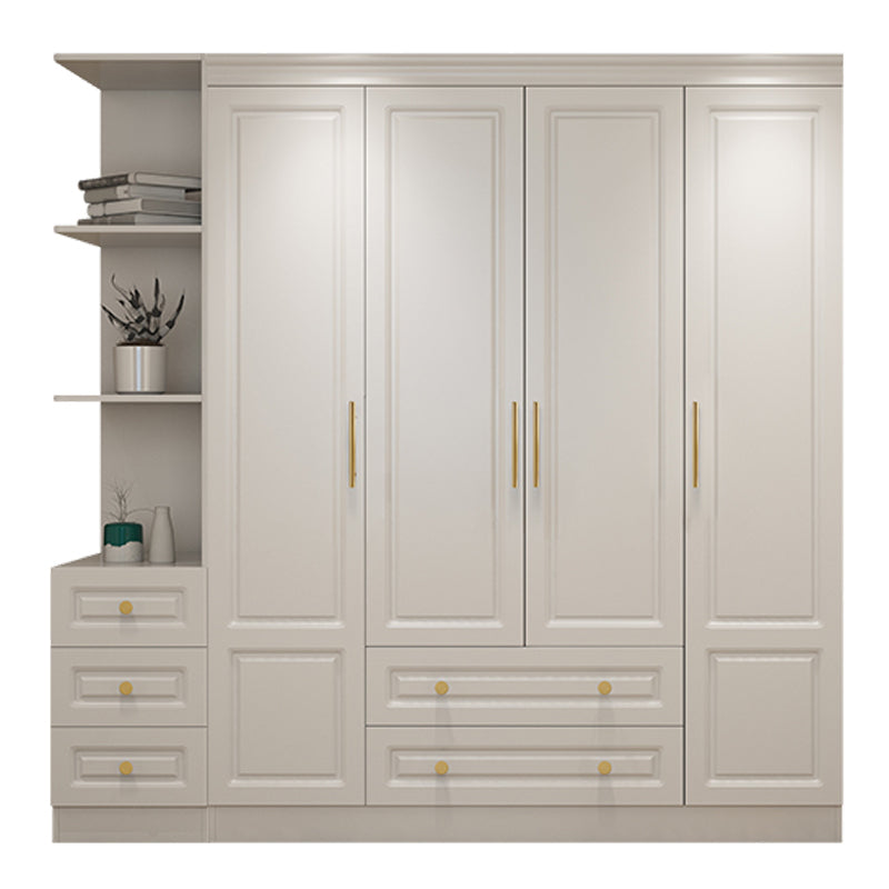 Hinged White Wardrobe Armoire Engineered Wood Wardrobe Closet 63"L x 20"W x 77"H Armoires & Sideboard Clearhalo 'Armoires & Wardrobes' 'armoires_wardrobes' 'Bedroom Furniture' 'furn' 'furn_armoires_wardrobes' 'Furniture' 5570149