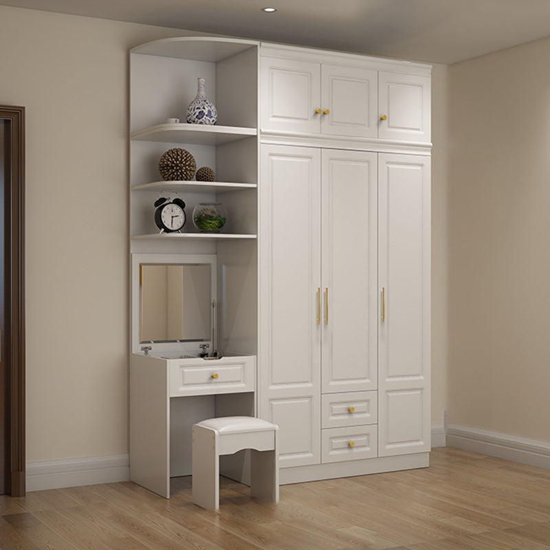Hinged White Wardrobe Armoire Engineered Wood Wardrobe Closet Clearhalo 'Armoires & Wardrobes' 'armoires_wardrobes' 'Bedroom Furniture' 'furn' 'furn_armoires_wardrobes' 'Furniture' 5570152