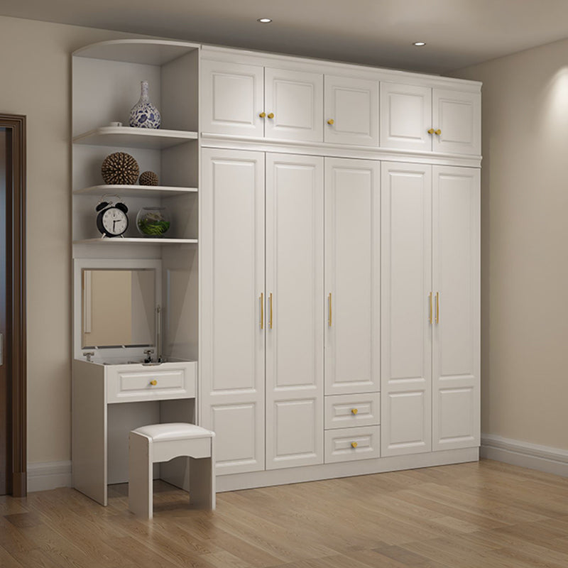 Hinged White Wardrobe Armoire Engineered Wood Wardrobe Closet Clearhalo 'Armoires & Wardrobes' 'armoires_wardrobes' 'Bedroom Furniture' 'furn' 'furn_armoires_wardrobes' 'Furniture' 5570154