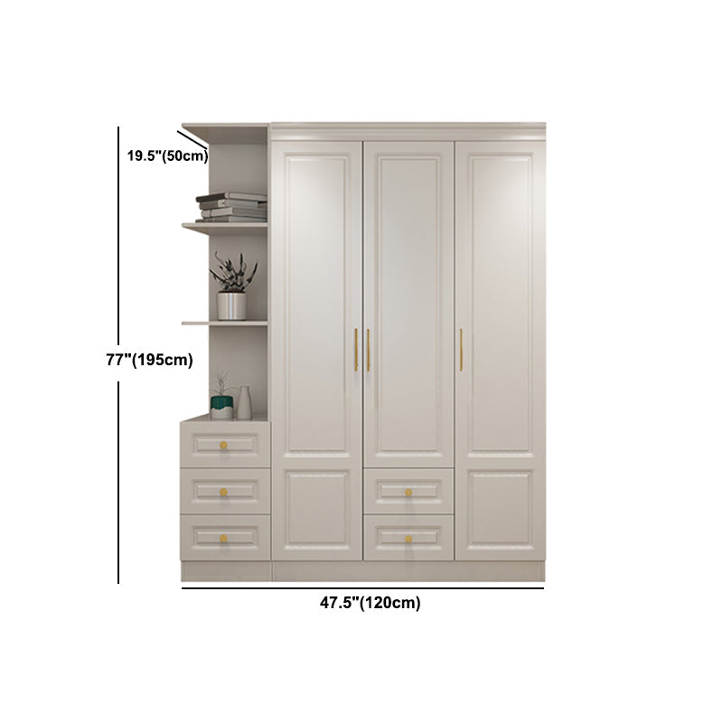 Hinged White Wardrobe Armoire Engineered Wood Wardrobe Closet Clearhalo 'Armoires & Wardrobes' 'armoires_wardrobes' 'Bedroom Furniture' 'furn' 'furn_armoires_wardrobes' 'Furniture' 5570164