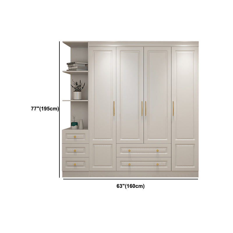 Hinged White Wardrobe Armoire Engineered Wood Wardrobe Closet Clearhalo 'Armoires & Wardrobes' 'armoires_wardrobes' 'Bedroom Furniture' 'furn' 'furn_armoires_wardrobes' 'Furniture' 5570165