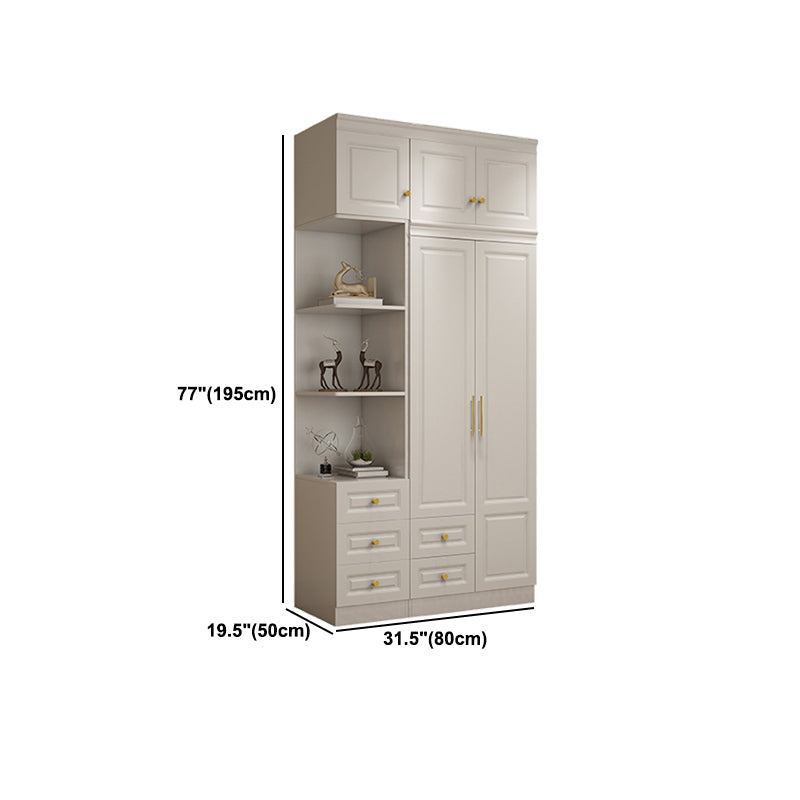 Hinged White Wardrobe Armoire Engineered Wood Wardrobe Closet Clearhalo 'Armoires & Wardrobes' 'armoires_wardrobes' 'Bedroom Furniture' 'furn' 'furn_armoires_wardrobes' 'Furniture' 5570166