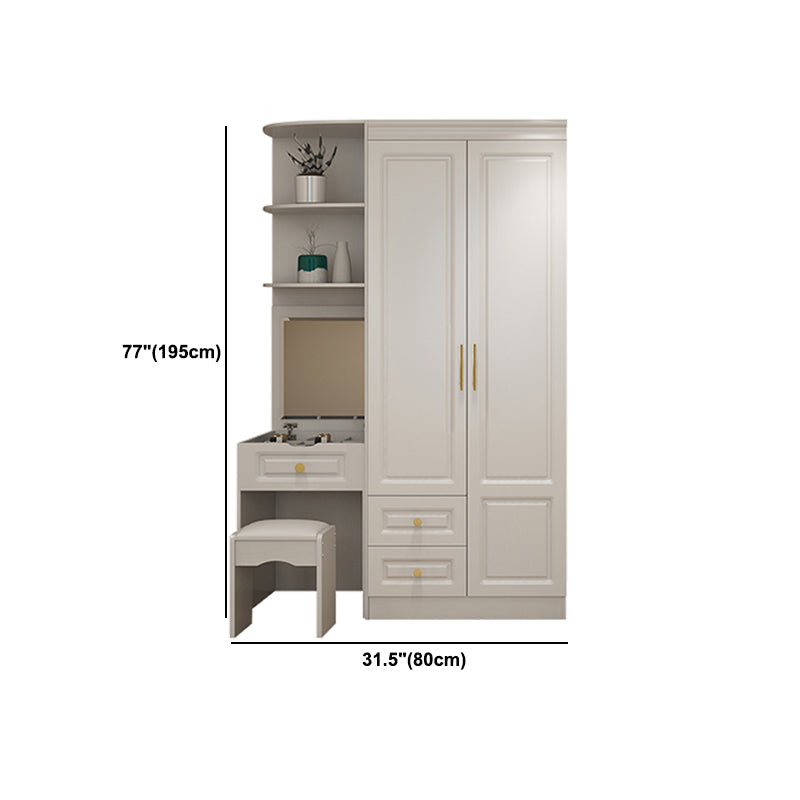 Hinged White Wardrobe Armoire Engineered Wood Wardrobe Closet Clearhalo 'Armoires & Wardrobes' 'armoires_wardrobes' 'Bedroom Furniture' 'furn' 'furn_armoires_wardrobes' 'Furniture' 5570168