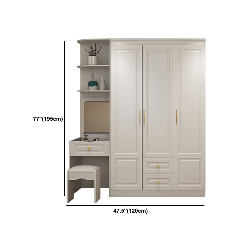 Hinged White Wardrobe Armoire Engineered Wood Wardrobe Closet Clearhalo 'Armoires & Wardrobes' 'armoires_wardrobes' 'Bedroom Furniture' 'furn' 'furn_armoires_wardrobes' 'Furniture' 5570169