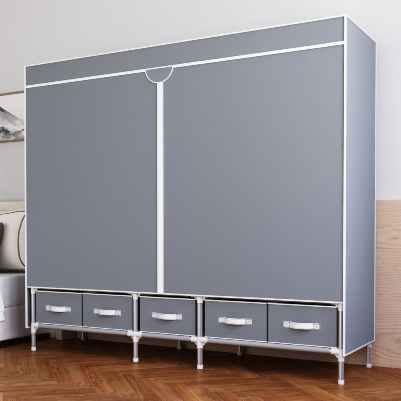 Modern Bedroom Wardrobe Armoire Steel Frame Wardrobe with Drawers Clearhalo 'Armoires & Wardrobes' 'armoires_wardrobes' 'Bedroom Furniture' 'furn' 'furn_armoires_wardrobes' 'Furniture' 5570238
