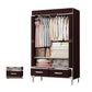 Modern Bedroom Wardrobe Armoire Steel Frame Wardrobe with Drawers 30"L x 18"W x 67"H Dark Coffee Clearhalo 'Armoires & Wardrobes' 'armoires_wardrobes' 'Bedroom Furniture' 'furn' 'furn_armoires_wardrobes' 'Furniture' 5570247