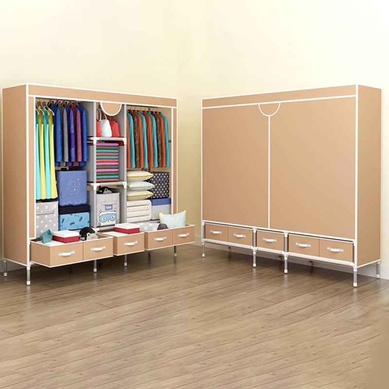 Modern Bedroom Wardrobe Armoire Steel Frame Wardrobe with Drawers Clearhalo 'Armoires & Wardrobes' 'armoires_wardrobes' 'Bedroom Furniture' 'furn' 'furn_armoires_wardrobes' 'Furniture' 5570253