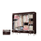 Modern Bedroom Wardrobe Armoire Steel Frame Wardrobe with Drawers 59"L x 18"W x 67"H Dark Coffee Clearhalo 'Armoires & Wardrobes' 'armoires_wardrobes' 'Bedroom Furniture' 'furn' 'furn_armoires_wardrobes' 'Furniture' 5570255