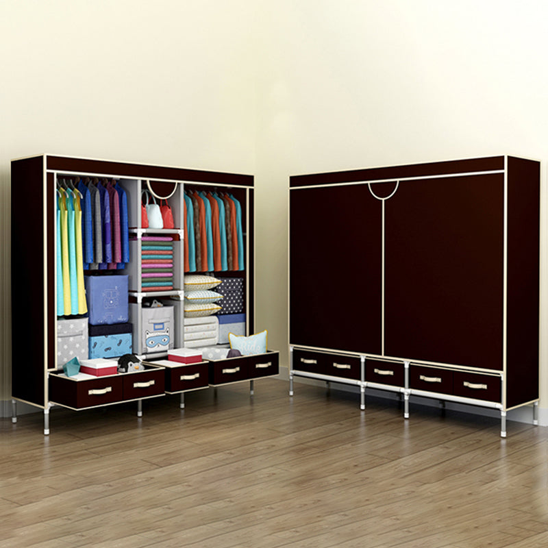 Modern Bedroom Wardrobe Armoire Steel Frame Wardrobe with Drawers Clearhalo 'Armoires & Wardrobes' 'armoires_wardrobes' 'Bedroom Furniture' 'furn' 'furn_armoires_wardrobes' 'Furniture' 5570256