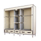 Modern Bedroom Wardrobe Armoire Steel Frame Wardrobe with Drawers 73"L x 18"W x 67"H Beige Clearhalo 'Armoires & Wardrobes' 'armoires_wardrobes' 'Bedroom Furniture' 'furn' 'furn_armoires_wardrobes' 'Furniture' 5570258