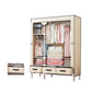 Modern Bedroom Wardrobe Armoire Steel Frame Wardrobe with Drawers 44"L x 18"W x 67"H Beige Clearhalo 'Armoires & Wardrobes' 'armoires_wardrobes' 'Bedroom Furniture' 'furn' 'furn_armoires_wardrobes' 'Furniture' 5570260