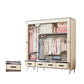 Modern Bedroom Wardrobe Armoire Steel Frame Wardrobe with Drawers 51"L x 18"W x 67"H Beige Clearhalo 'Armoires & Wardrobes' 'armoires_wardrobes' 'Bedroom Furniture' 'furn' 'furn_armoires_wardrobes' 'Furniture' 5570263