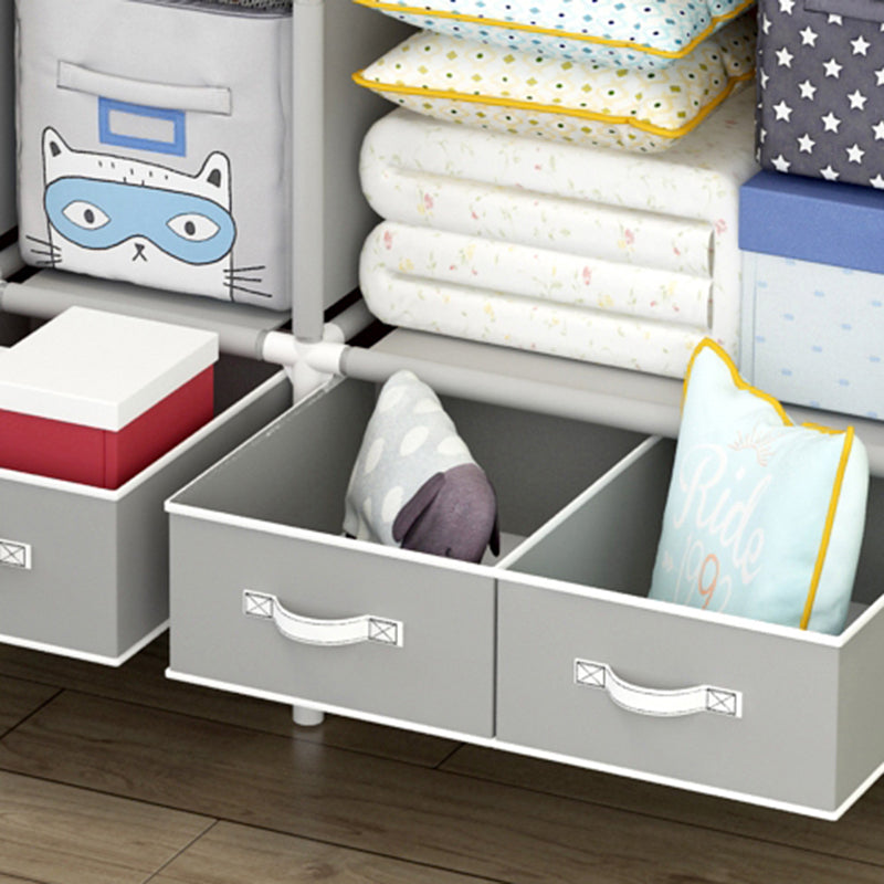 Modern Bedroom Wardrobe Armoire Steel Frame Wardrobe with Drawers Clearhalo 'Armoires & Wardrobes' 'armoires_wardrobes' 'Bedroom Furniture' 'furn' 'furn_armoires_wardrobes' 'Furniture' 5570265