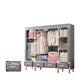 Modern Bedroom Wardrobe Armoire Steel Frame Wardrobe with Drawers 59"L x 18"W x 67"H Light Gray Clearhalo 'Armoires & Wardrobes' 'armoires_wardrobes' 'Bedroom Furniture' 'furn' 'furn_armoires_wardrobes' 'Furniture' 5570268