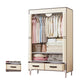 Modern Bedroom Wardrobe Armoire Steel Frame Wardrobe with Drawers 30"L x 18"W x 67"H Beige Clearhalo 'Armoires & Wardrobes' 'armoires_wardrobes' 'Bedroom Furniture' 'furn' 'furn_armoires_wardrobes' 'Furniture' 5570269