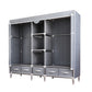 Modern Bedroom Wardrobe Armoire Steel Frame Wardrobe with Drawers 73"L x 18"W x 67"H Light Gray Clearhalo 'Armoires & Wardrobes' 'armoires_wardrobes' 'Bedroom Furniture' 'furn' 'furn_armoires_wardrobes' 'Furniture' 5570270