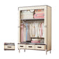 Modern Bedroom Wardrobe Armoire Steel Frame Wardrobe with Drawers 35"L x 18"W x 67"H Beige Clearhalo 'Armoires & Wardrobes' 'armoires_wardrobes' 'Bedroom Furniture' 'furn' 'furn_armoires_wardrobes' 'Furniture' 5570274
