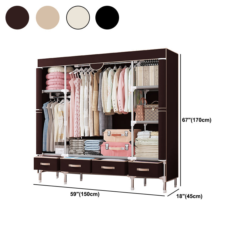 Modern Bedroom Wardrobe Armoire Steel Frame Wardrobe with Drawers Clearhalo 'Armoires & Wardrobes' 'armoires_wardrobes' 'Bedroom Furniture' 'furn' 'furn_armoires_wardrobes' 'Furniture' 5570281