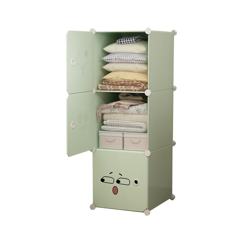 Modern Style Wardrobe Green Colour Plastic Bedroom Wardrobe Closet 15"L x 15"W x 44"H Green Clearhalo 'Armoires & Wardrobes' 'armoires_wardrobes' 'Bedroom Furniture' 'furn' 'furn_armoires_wardrobes' 'Furniture' 5570284