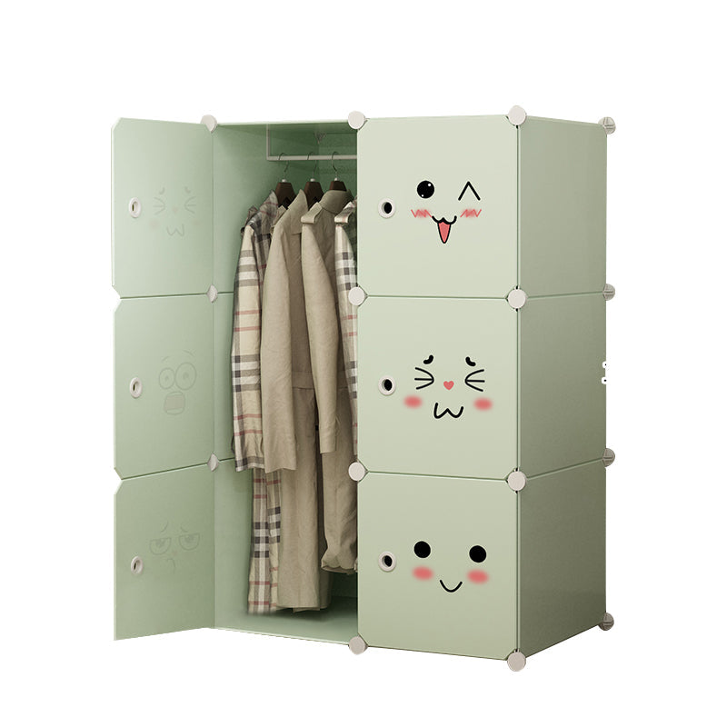 Modern Style Wardrobe Green Colour Plastic Bedroom Wardrobe Closet 30"L x 15"W x 44"H Green Clearhalo 'Armoires & Wardrobes' 'armoires_wardrobes' 'Bedroom Furniture' 'furn' 'furn_armoires_wardrobes' 'Furniture' 5570285