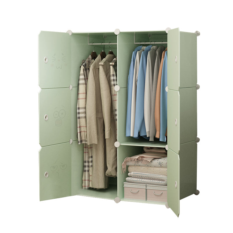 Modern Style Wardrobe Green Colour Plastic Bedroom Wardrobe Closet 30"L x 19"W x 44"H Green Clearhalo 'Armoires & Wardrobes' 'armoires_wardrobes' 'Bedroom Furniture' 'furn' 'furn_armoires_wardrobes' 'Furniture' 5570287