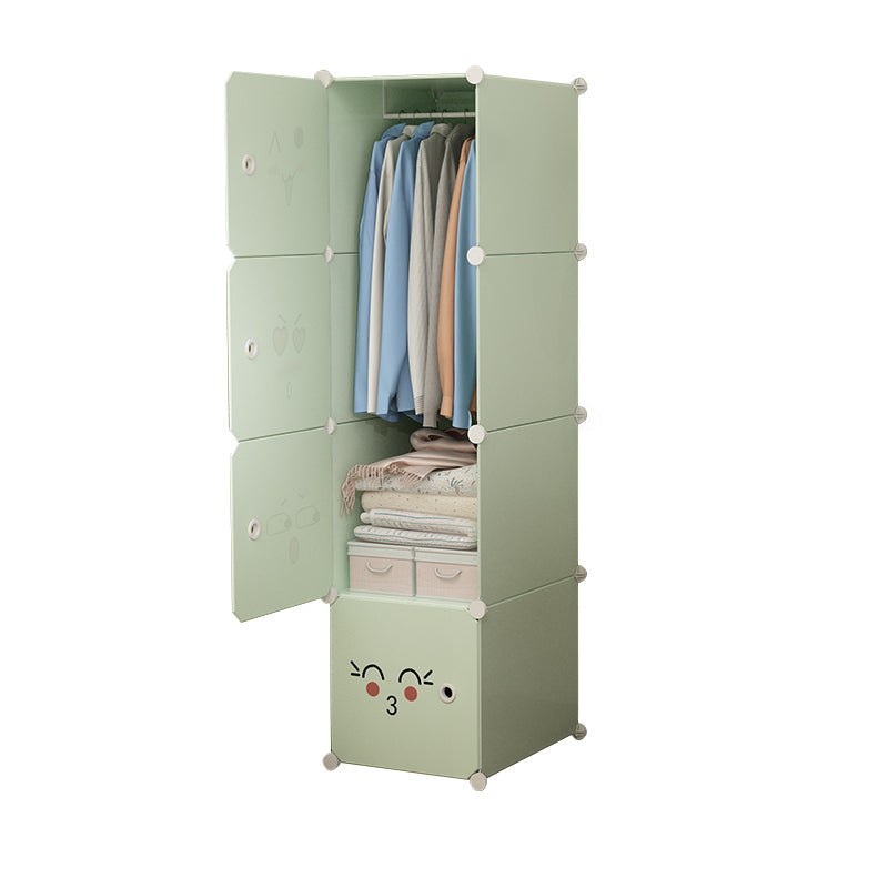 Modern Style Wardrobe Green Colour Plastic Bedroom Wardrobe Closet 15"L x 19"W x 58"H Green Clearhalo 'Armoires & Wardrobes' 'armoires_wardrobes' 'Bedroom Furniture' 'furn' 'furn_armoires_wardrobes' 'Furniture' 5570293