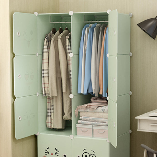 Modern Style Wardrobe Green Colour Plastic Bedroom Wardrobe Closet Clearhalo 'Armoires & Wardrobes' 'armoires_wardrobes' 'Bedroom Furniture' 'furn' 'furn_armoires_wardrobes' 'Furniture' 5570298