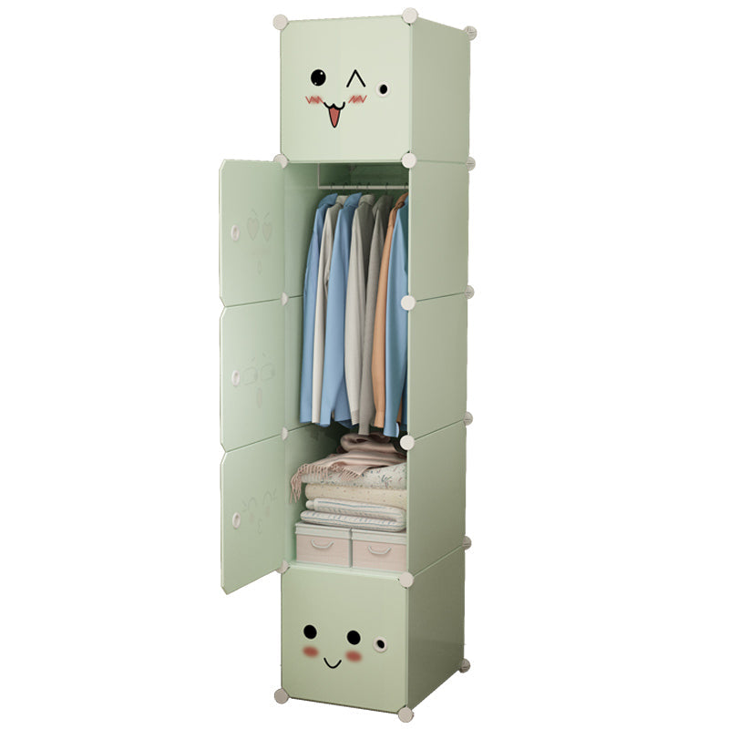 Modern Style Wardrobe Green Colour Plastic Bedroom Wardrobe Closet 15"L x 19"W x 72"H Green Clearhalo 'Armoires & Wardrobes' 'armoires_wardrobes' 'Bedroom Furniture' 'furn' 'furn_armoires_wardrobes' 'Furniture' 5570302
