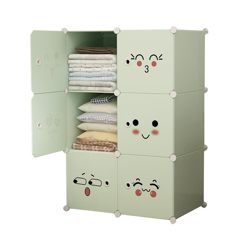 Modern Style Wardrobe Green Colour Plastic Bedroom Wardrobe Closet 30"L x 15"W x 44"H Light Green Clearhalo 'Armoires & Wardrobes' 'armoires_wardrobes' 'Bedroom Furniture' 'furn' 'furn_armoires_wardrobes' 'Furniture' 5570304