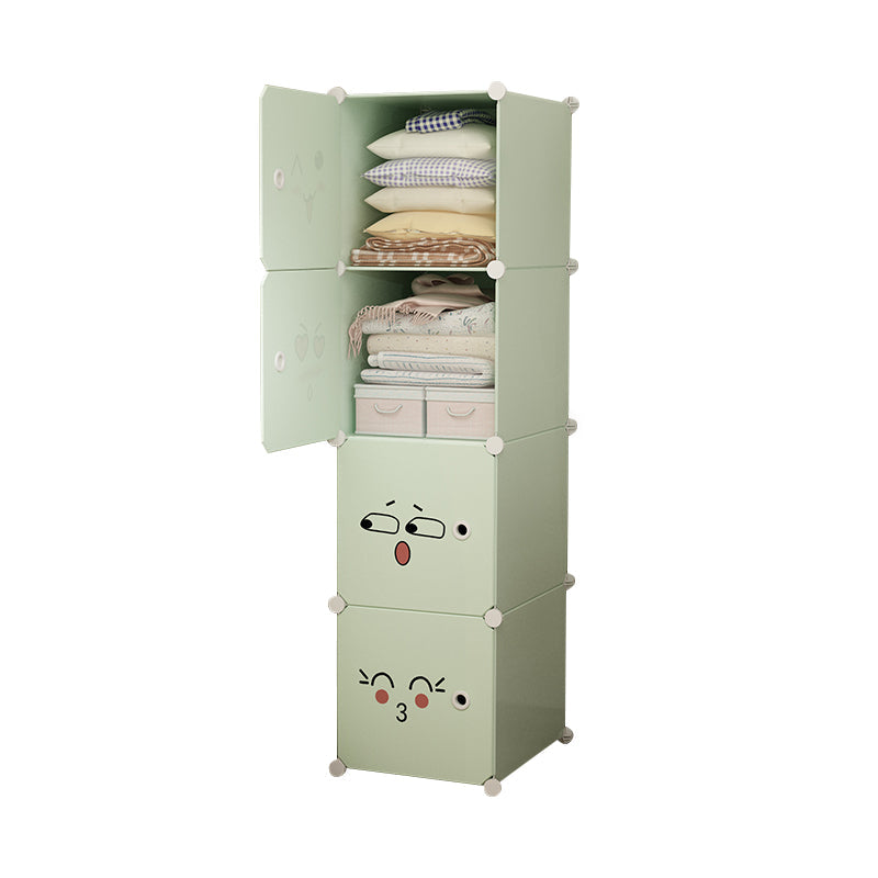 Modern Style Wardrobe Green Colour Plastic Bedroom Wardrobe Closet 15"L x 15"W x 58"H Light Green Clearhalo 'Armoires & Wardrobes' 'armoires_wardrobes' 'Bedroom Furniture' 'furn' 'furn_armoires_wardrobes' 'Furniture' 5570305