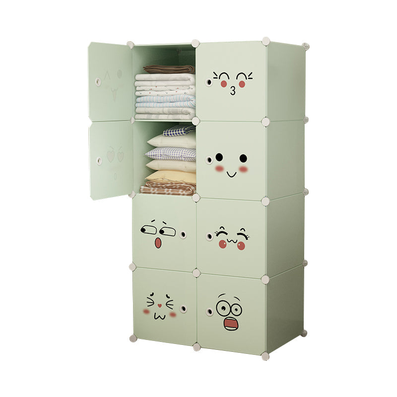 Modern Style Wardrobe Green Colour Plastic Bedroom Wardrobe Closet 30"L x 19"W x 58"H Light Green Clearhalo 'Armoires & Wardrobes' 'armoires_wardrobes' 'Bedroom Furniture' 'furn' 'furn_armoires_wardrobes' 'Furniture' 5570306