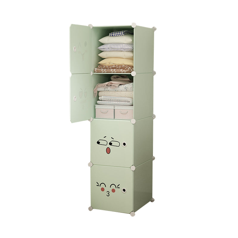 Modern Style Wardrobe Green Colour Plastic Bedroom Wardrobe Closet 15"L x 19"W x 58"H Lemon Green Clearhalo 'Armoires & Wardrobes' 'armoires_wardrobes' 'Bedroom Furniture' 'furn' 'furn_armoires_wardrobes' 'Furniture' 5570308