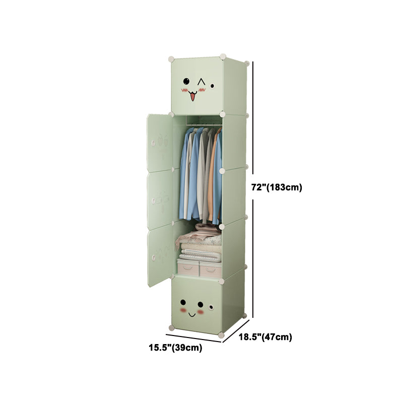 Modern Style Wardrobe Green Colour Plastic Bedroom Wardrobe Closet Clearhalo 'Armoires & Wardrobes' 'armoires_wardrobes' 'Bedroom Furniture' 'furn' 'furn_armoires_wardrobes' 'Furniture' 5570310