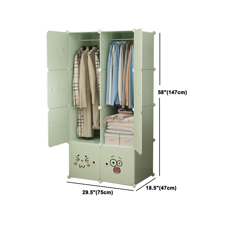 Modern Style Wardrobe Green Colour Plastic Bedroom Wardrobe Closet Clearhalo 'Armoires & Wardrobes' 'armoires_wardrobes' 'Bedroom Furniture' 'furn' 'furn_armoires_wardrobes' 'Furniture' 5570312