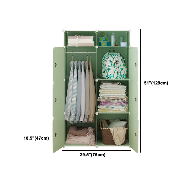 Modern Style Wardrobe Green Colour Plastic Bedroom Wardrobe Closet Clearhalo 'Armoires & Wardrobes' 'armoires_wardrobes' 'Bedroom Furniture' 'furn' 'furn_armoires_wardrobes' 'Furniture' 5570317