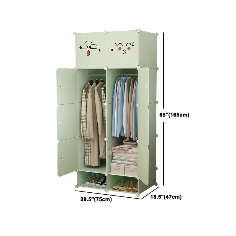 Modern Style Wardrobe Green Colour Plastic Bedroom Wardrobe Closet Clearhalo 'Armoires & Wardrobes' 'armoires_wardrobes' 'Bedroom Furniture' 'furn' 'furn_armoires_wardrobes' 'Furniture' 5570319