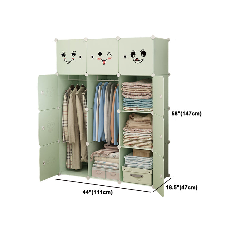 Modern Style Wardrobe Green Colour Plastic Bedroom Wardrobe Closet Clearhalo 'Armoires & Wardrobes' 'armoires_wardrobes' 'Bedroom Furniture' 'furn' 'furn_armoires_wardrobes' 'Furniture' 5570321