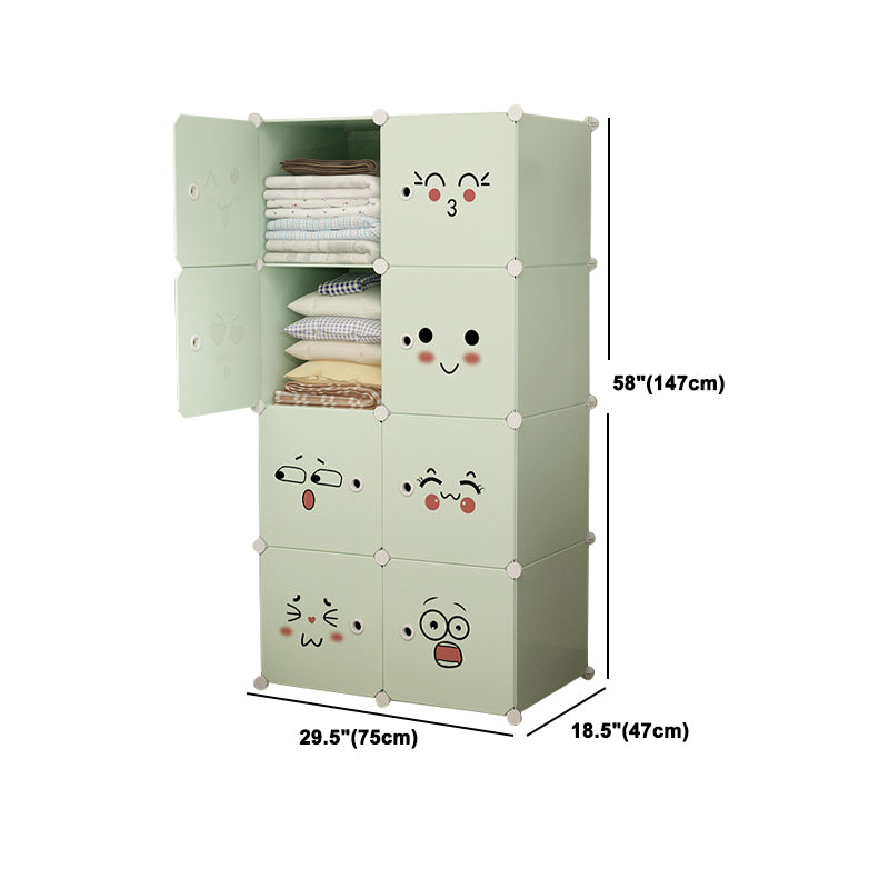 Modern Style Wardrobe Green Colour Plastic Bedroom Wardrobe Closet Clearhalo 'Armoires & Wardrobes' 'armoires_wardrobes' 'Bedroom Furniture' 'furn' 'furn_armoires_wardrobes' 'Furniture' 5570326