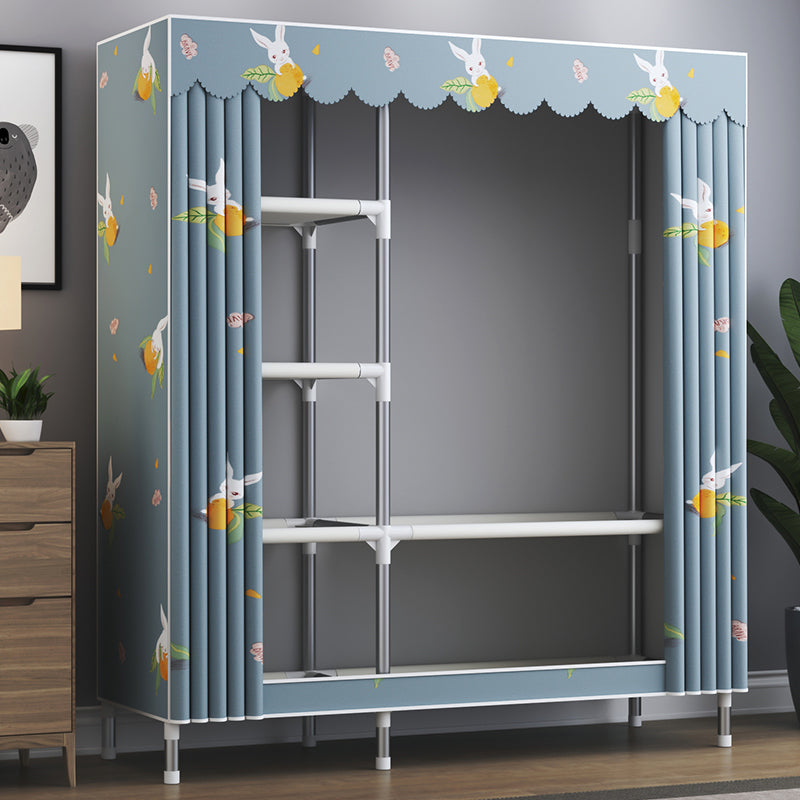 Steel Frame Wardrobe Cabinet Contemporary Style Armoire with Shelves Clearhalo 'Armoires & Wardrobes' 'armoires_wardrobes' 'Bedroom Furniture' 'furn' 'furn_armoires_wardrobes' 'Furniture' 5570331