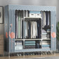 Steel Frame Wardrobe Cabinet Contemporary Style Armoire with Shelves 59"L x 18"W x 67"H Blue Clearhalo 'Armoires & Wardrobes' 'armoires_wardrobes' 'Bedroom Furniture' 'furn' 'furn_armoires_wardrobes' 'Furniture' 5570333
