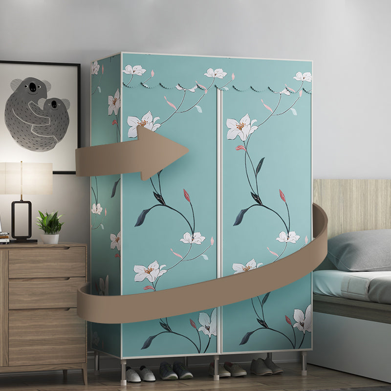 Steel Frame Wardrobe Cabinet Contemporary Style Armoire with Shelves Clearhalo 'Armoires & Wardrobes' 'armoires_wardrobes' 'Bedroom Furniture' 'furn' 'furn_armoires_wardrobes' 'Furniture' 5570334
